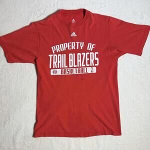 adidas Portland Trail Blazers NBA Basketball Red Property of Men’s Size S Shirt